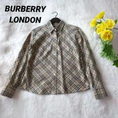 バーバリーロンドン　シャツ　ブラウス　ノバチェック　ホースロゴ　ベージュ　M