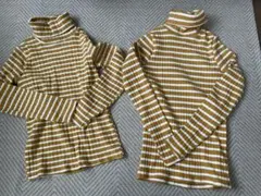 ZARA マスタードストライプ 長袖 タートルネック 2枚セット