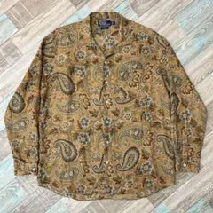 90s ラルフローレン BONNARD 柄シャツ ペイズリー 花柄 リネン L