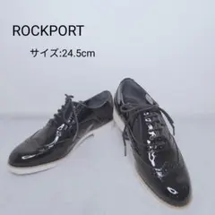 ROCKPORT エナメル ウィングチップ 24.5cm 黒 レースアップのサムネイル