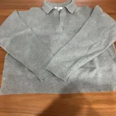 UNIQLO スムースコットンリラックスポロセーター S グレー