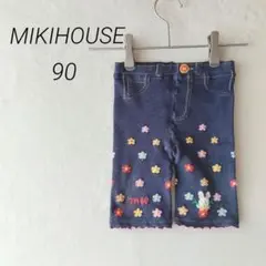 ミキハウス【90】スパッツ　花柄刺繍　うさぎのサムネイル