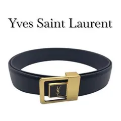 【美品】 イヴサンローラン ベルト ロゴ ゴールド YSL ブラック SAINT LAURENT - 正規良 イヴサンローラン リヴゴーシュ YSLロゴ