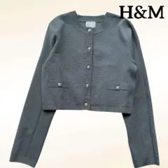 H&M ポケットディールカーディガン グレー シルバーボタン