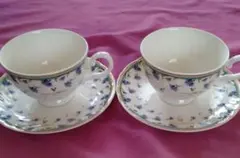 Giovanni Valentino 青い花柄カップ・ソーサー 2個セット