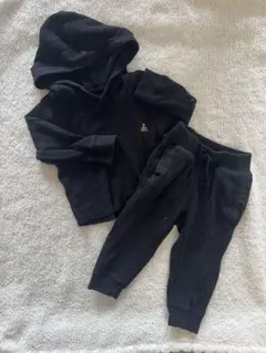 ブラック フード付きトレーナー・パンツセット 12-18ヶ月