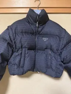 美品 PRADA コンバーチブル クロップド ベルベット ダウンジャケット