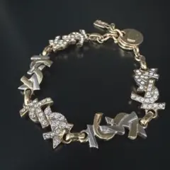 YSL カサンドラチャームブレスレット(メタル&ラインストーン) ゴールド 