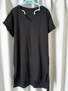 Vネック 半袖 チュニック ブラック　Tシャツのサムネイル