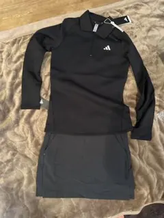 adidas ブラック 長袖ポロシャツ スカート セット