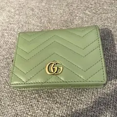 GUCCI ミニ財布　マーモント　GGロゴ　キルティング　珍しいグリーン