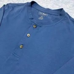 L.L.Bean ヘンリーネック 長袖 カットソー ブルー Mのサムネイル
