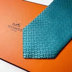 美品 エルメス HERMES ネクタイ シルク H織りタイ ファソネH H柄