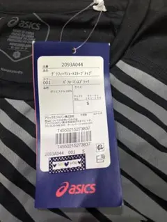 asics ストライプTシャツ Sサイズ ブラック/グレー