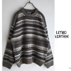 古着屋購入【洗える】イタリア製 ヴィンテージ 総柄 デザイン ニット