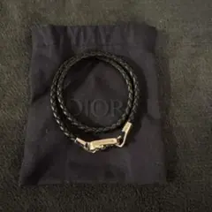 Dior ブレイドレザー ダブルブレスレット　編み込み　ブラック
