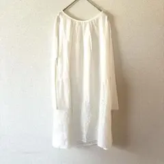 ピュアルセシン　レース 刺繍 コットンチュニックブラウス　白