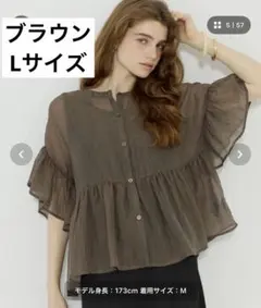 coca シアーフリルブラウス　ブラウンのサムネイル