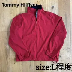 ハーフジップジャケット 赤　トミーヒルフィガー　L ドローコード付