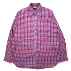 RALPH LAUREN ボタンダウンシャツ L ブルー レッド チェック