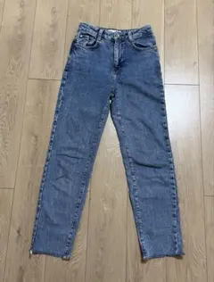 ZARA ハイウエスト　マムフィット　ストレート　デニムパンツ　32