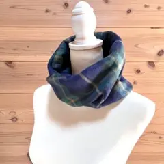 【270】　フリース スヌード　チェック柄 グリーン系