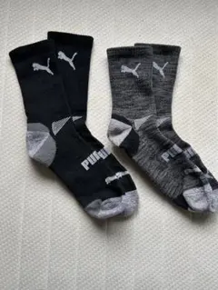 PUMA メンズ ソックス 2足セット ブラック グレー　25〜27センチ