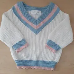 【新品未使用】80cm ラインvネックニット