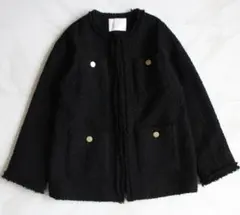 【美品】RIVE DROITE ツイードフリンジジャケット Fサイズのサムネイル