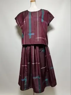 No.1005 着物リメイク　銘仙のフレンチ袖ブラウスとギャザースカート