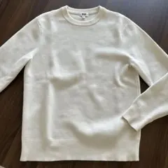 【UNIQLO】ウォッシャブルミラノリブクルーネックセーター　ホワイト　S