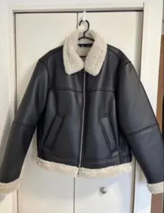 ZARA ダブルフェイス フェイクレザー ボアジャケット L