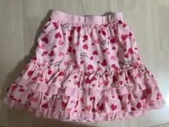 メゾピアノ　ハート柄フリルスカート ピンク