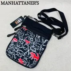 新品 マンハッタナーズ MANHATTANER'Sショルダーバッグ 黒 ねこ 猫のサムネイル