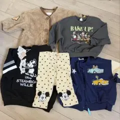 ディズニー ミッキー ベビー服 5点セット トップス パンツ 羽織り まとめ売り