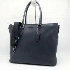 【極美品】コーチ 2way レザービジネスバッグ トートバッグ ネイビー