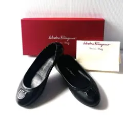 サルヴァトーレフェラガモ バレエシューズ フラット ローヒール 6 23cm 黒 FERRAGAMO（フェラガモ） サルヴァトーレフェラガモ Salvatore