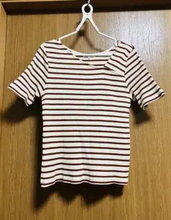 グローバルワーク　ボーダー　カットソー　ブラウンM