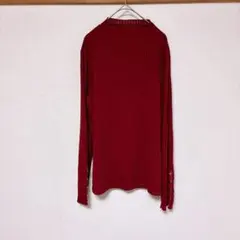綺麗目✨ノーブランド　赤　リブ編み 長袖シャツ【 XLサイズ】