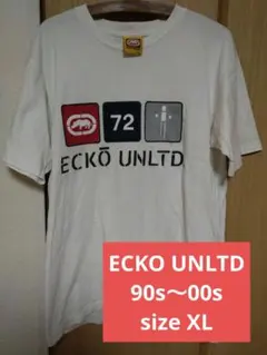 【90s-00s Y2K】エコーアンリミテッド 3連スクエアロゴ TシャツXL白のサムネイル