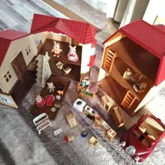 シルバニアファミリー赤い屋根の大きなお家と 家具セット