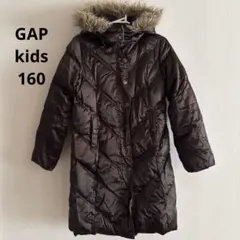 美品　GAP キッズ　ダウンロングコート　茶色　ピンク　フード　ファー　160