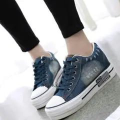 レディース スニーカー デニム ジーンズ 靴☆インディゴ ダークブルー 248