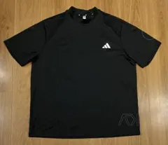 アディダス　モックネック　黒半袖シャツ　総柄