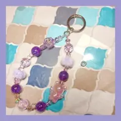 スマホストラップ ☆ ハンドメイド バックストラップ 紫