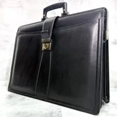 【高級鞄】ダレスバッグ 本革 ブラック 鍵付き ビジネスバッグ レザー 自立 黒