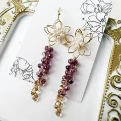 大人のチェコビーズ・春ピンク・揺れるしだれ桜ピアス12