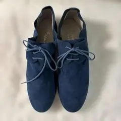 ほぼ未使用品French sole ネイビー スエード レースアップシューズ