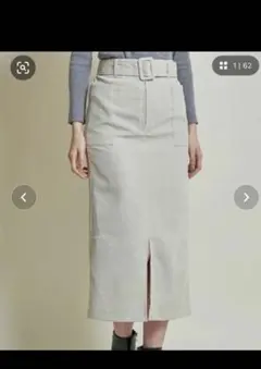 ベルト付き タイトスカート ロング丈 ベージュのサムネイル