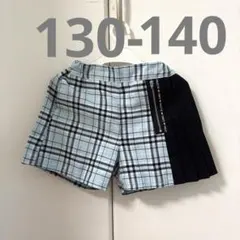 水色チェック柄短パンキュロット